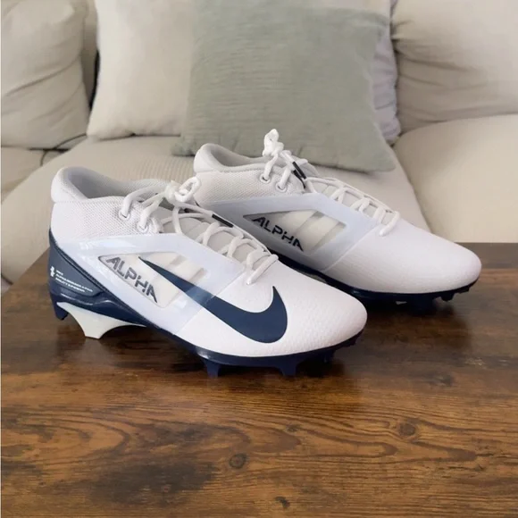 Nike Alpha Menace Pro 4 Football Cleats White/Navy Size  10 Brand New FD7037-104 - Picture 2 of 8